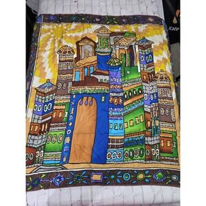 Bob Mackie Wearable Art 100% Silk Scarf Friedensreich Hundertwasser‎ Art - Rare